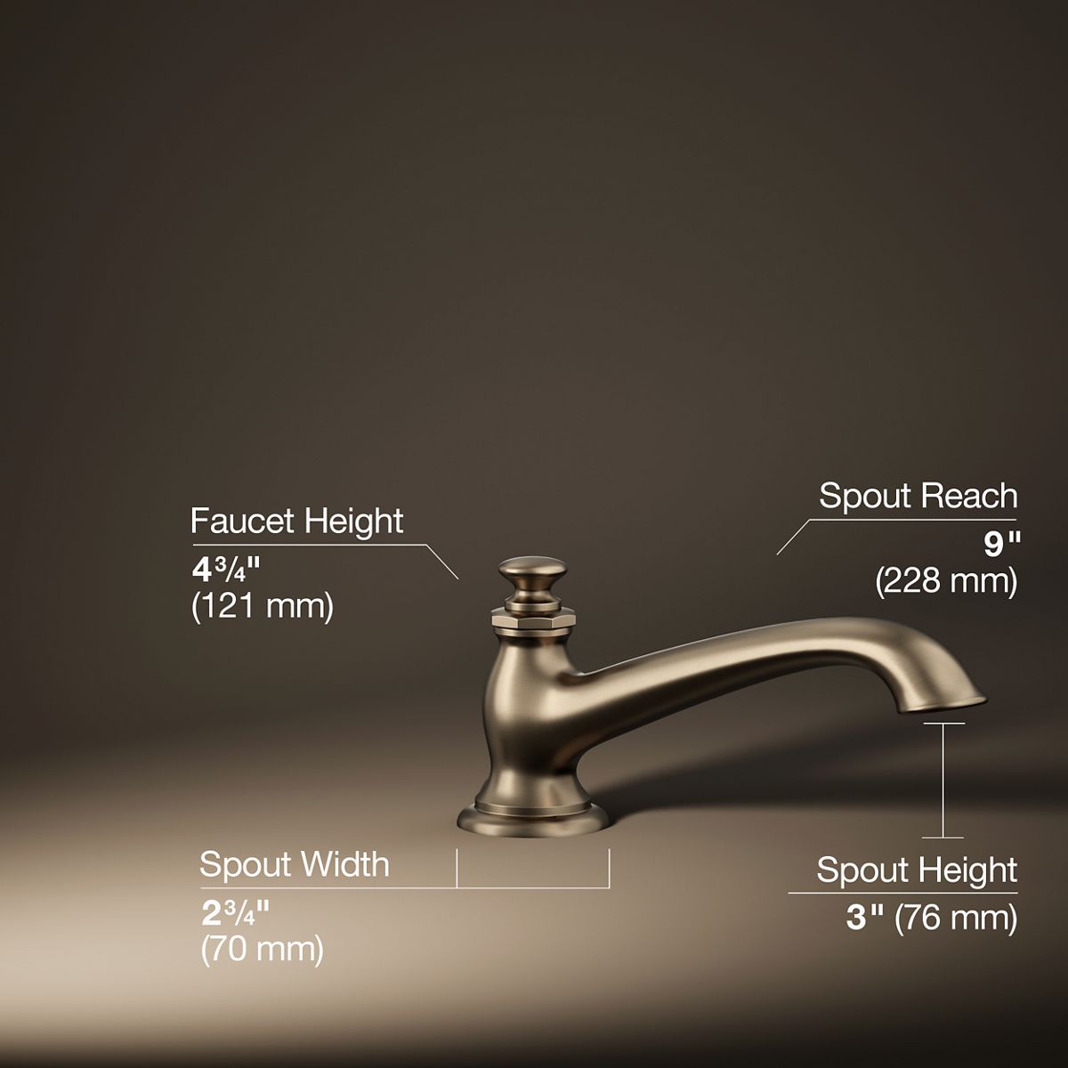 Artifacts® Deck-mount bath spout with flare design
