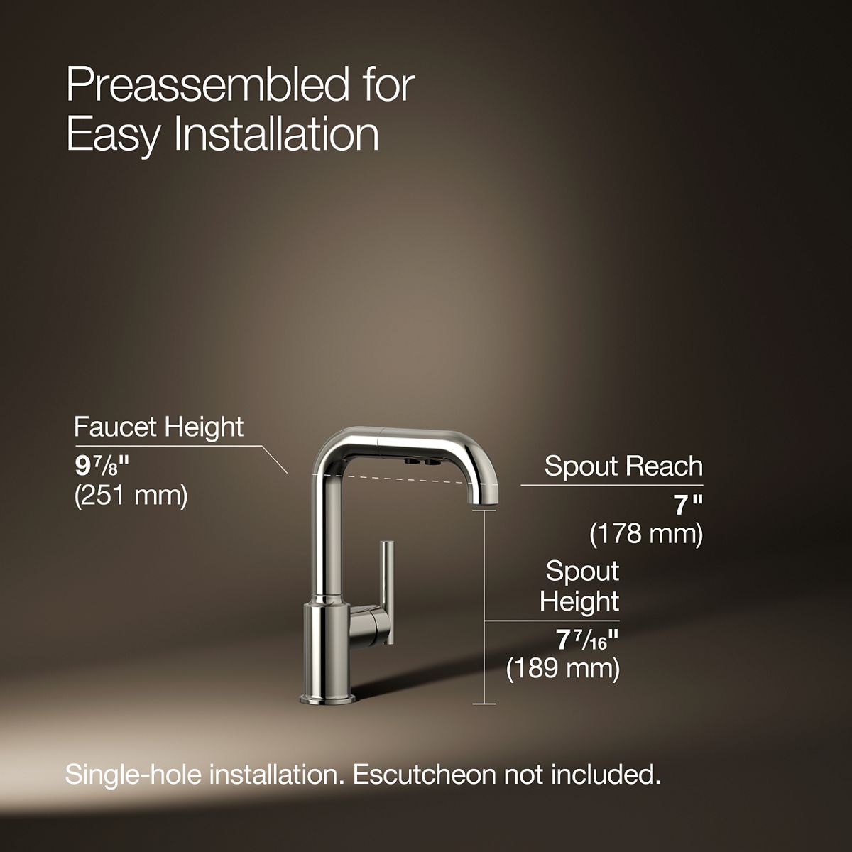 Purist® Pull-out kitchen sink faucet with three-function sprayhead