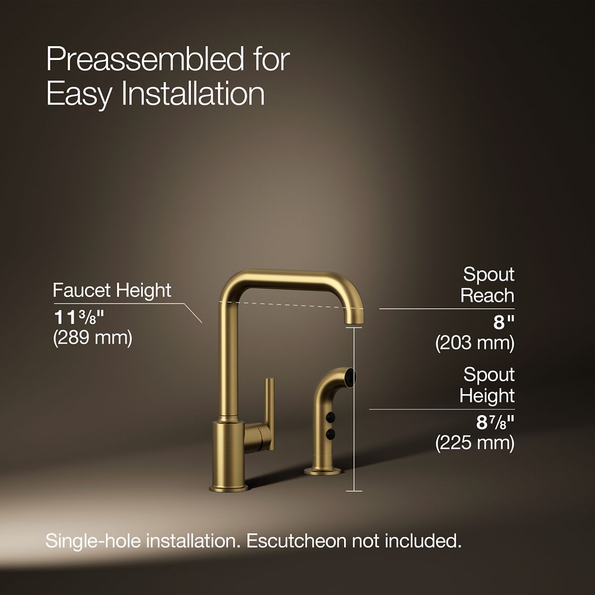 Purist® Single-handle kitchen sink faucet with side sprayer