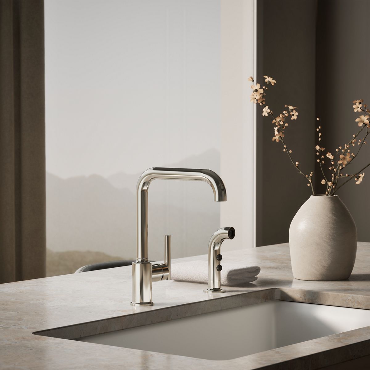 Purist® Single-handle kitchen sink faucet with side sprayer
