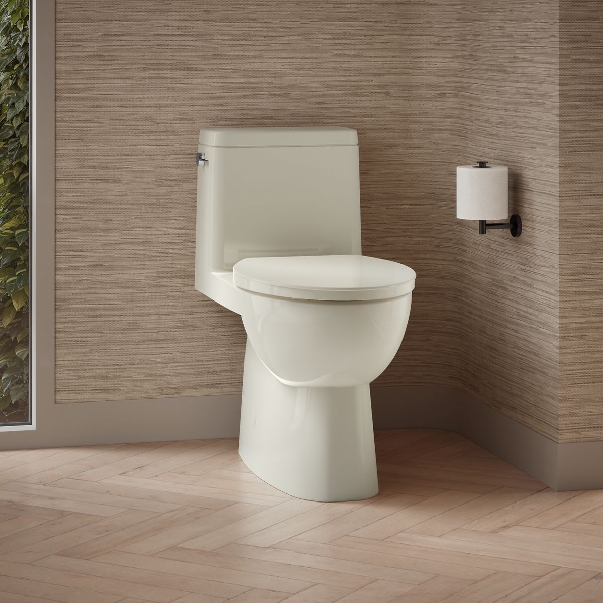 Reach® One-piece compact elongated toilet with skirted trapway, 1.28 gpf