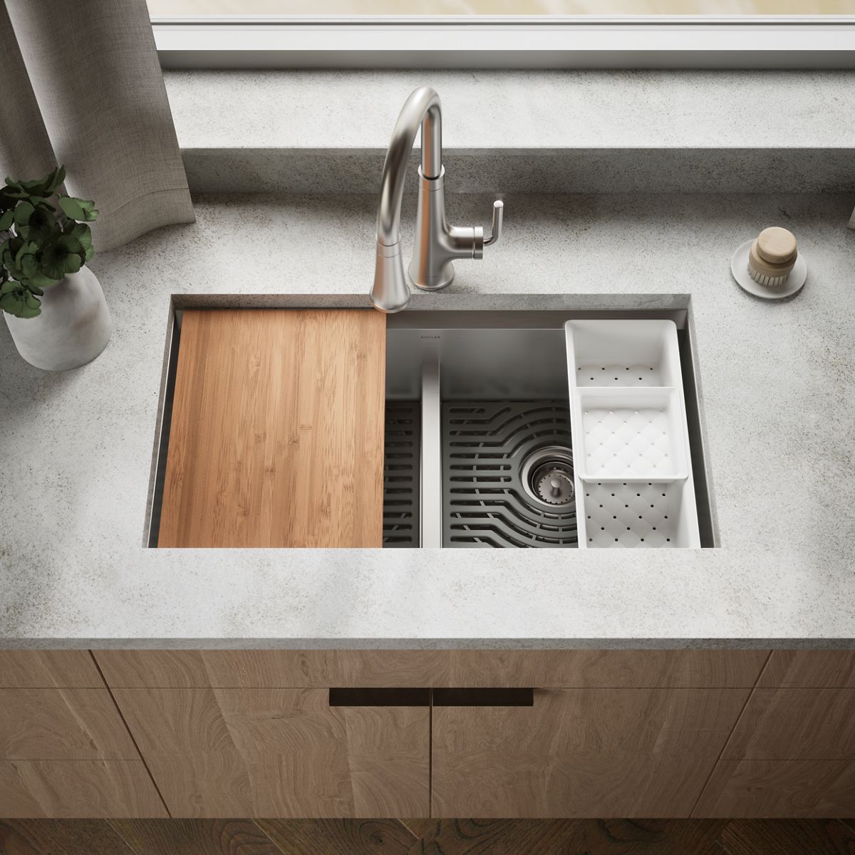 Task™ Smart Divide® Smart Divide® 33" top-/undermount double-bowl workstation kitchen sink