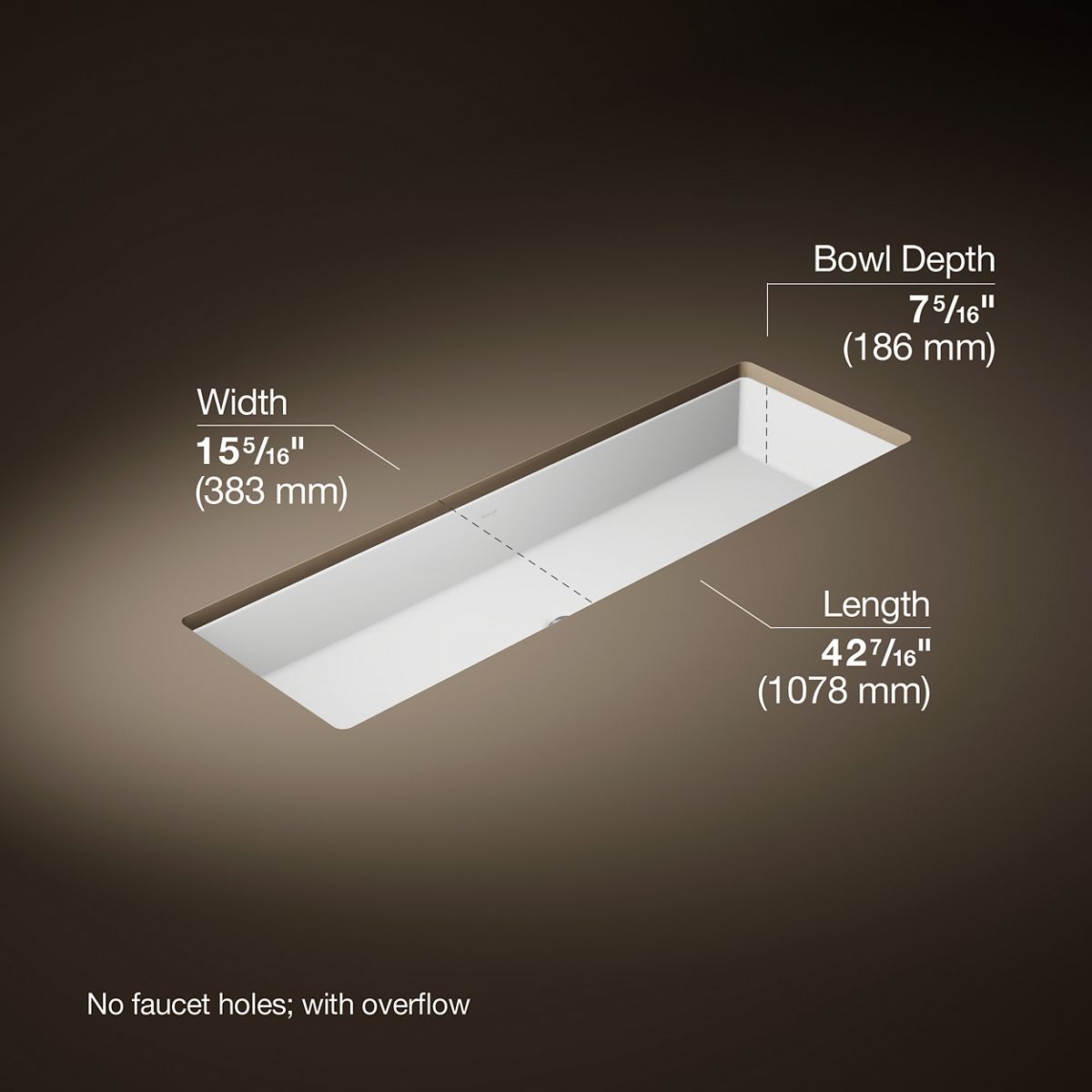 Verticyl® 42-1/2" rectangular undermount bathroom sink