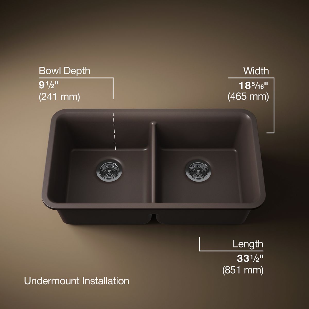 Cairn® 33-1/2" undermount double-bowl kitchen sink