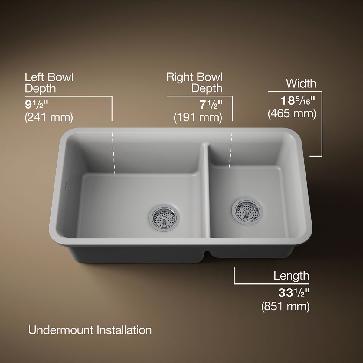 Cairn® 33-1/2" undermount double-bowl kitchen sink