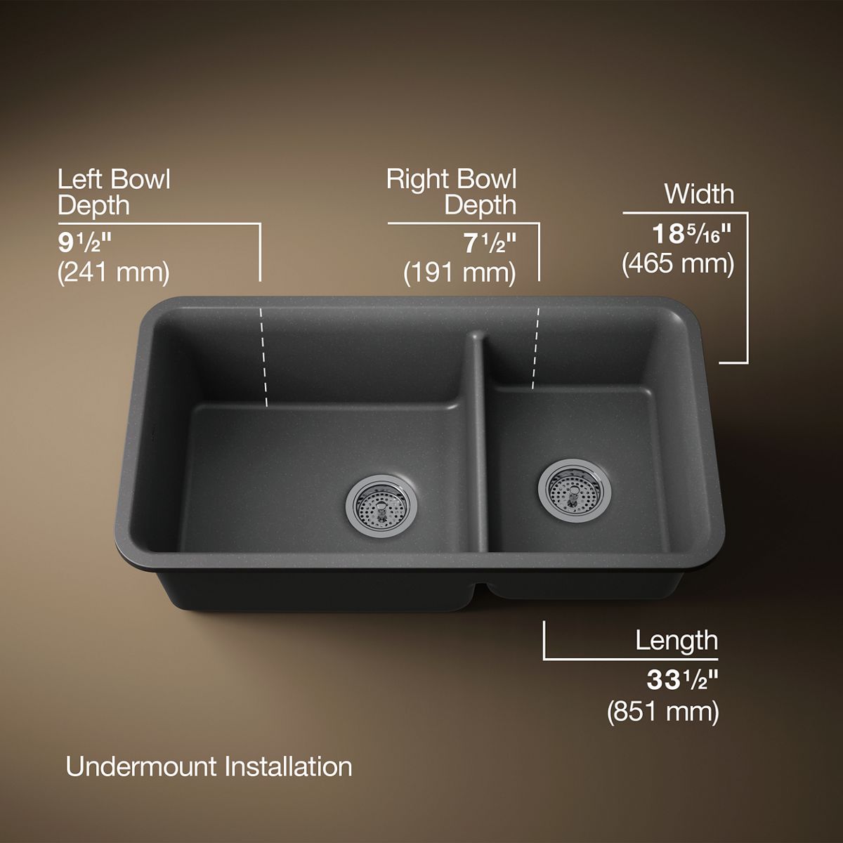 Cairn® 33-1/2" undermount double-bowl kitchen sink