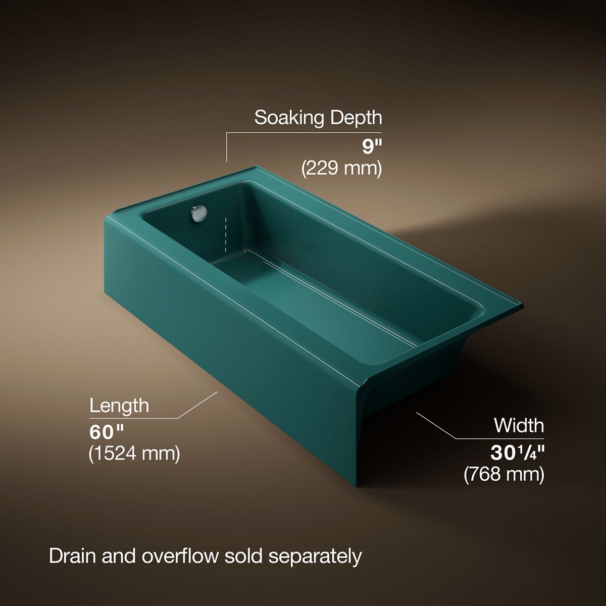 Bellwether® 60" x 30-1/4" alcove bath, left drain
