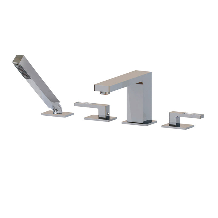 4-piece deckmount tub filler with handshower WITH CRYSTAL