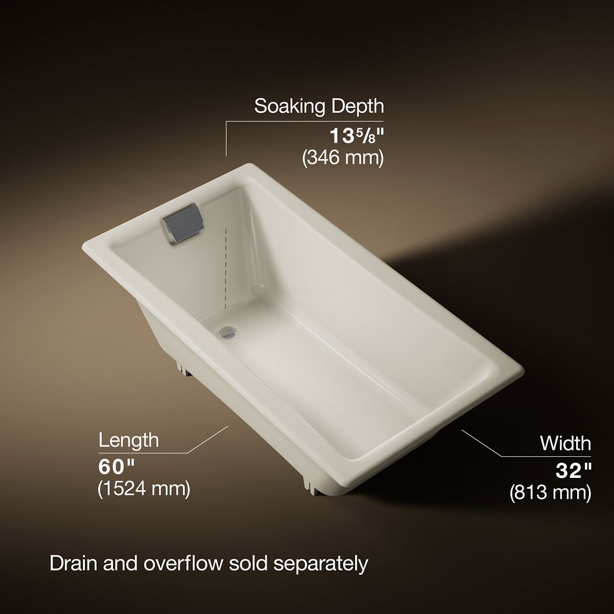 Tea-for-Two® 60" x 32" drop-in bath