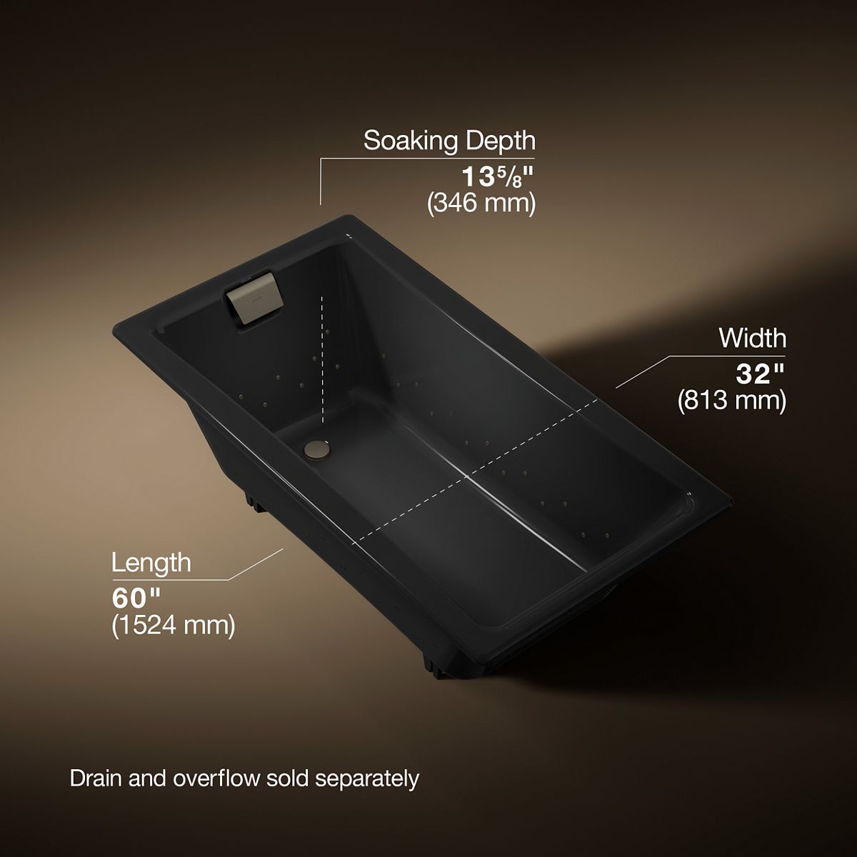 Tea-for-Two® 60" x 32" drop-in Heated BubbleMassage™ air bath