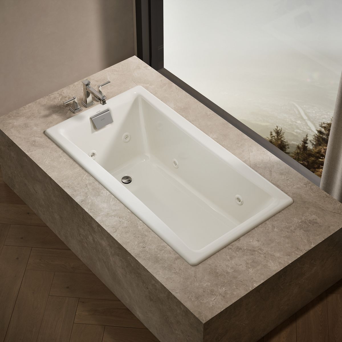 Tea-for-Two® 60" x 32" drop-in/undermount whirlpool bath