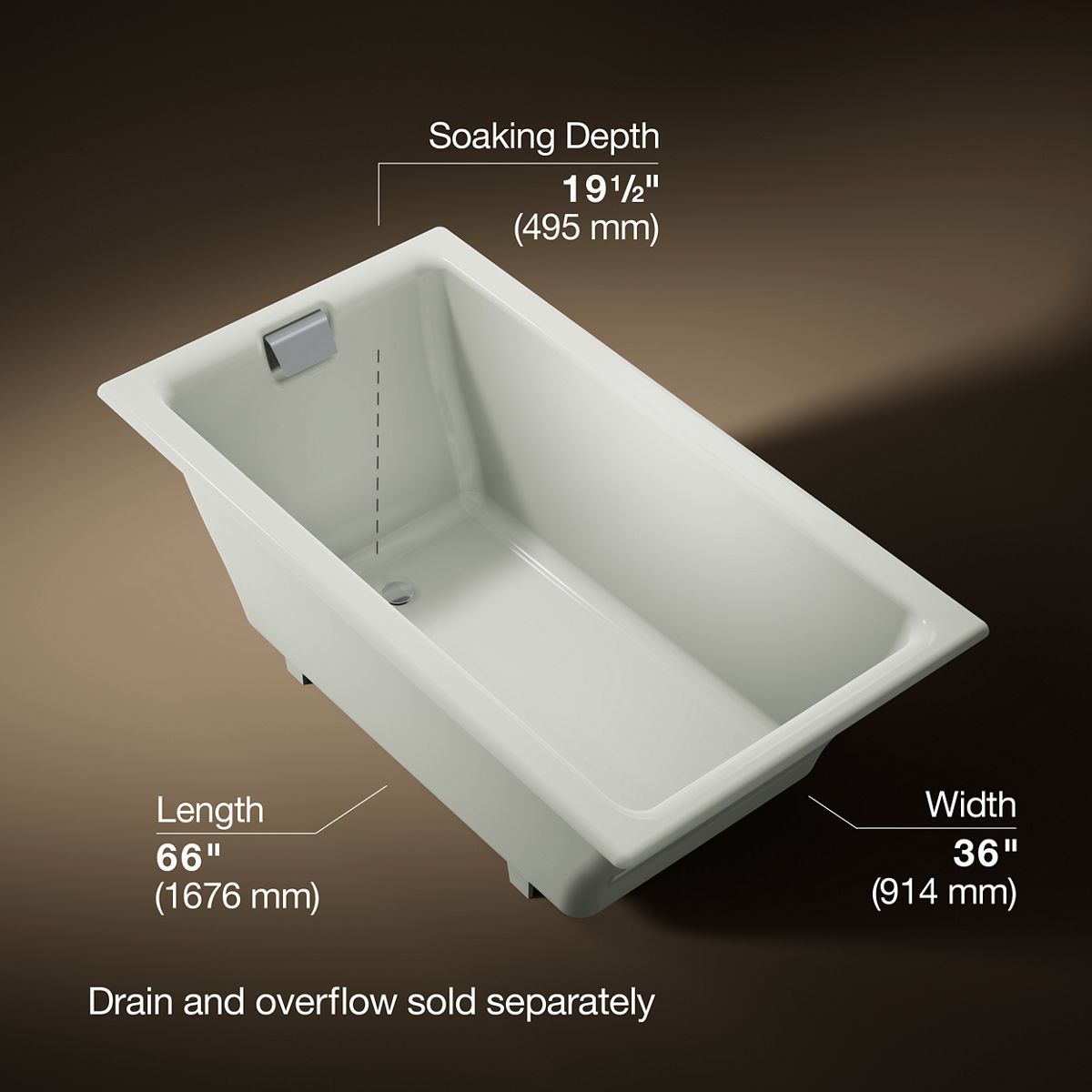 Tea-for-Two® 66" x 36" drop-in/undermount bath