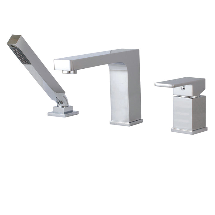 3-piece deckmount tub filler with handshower