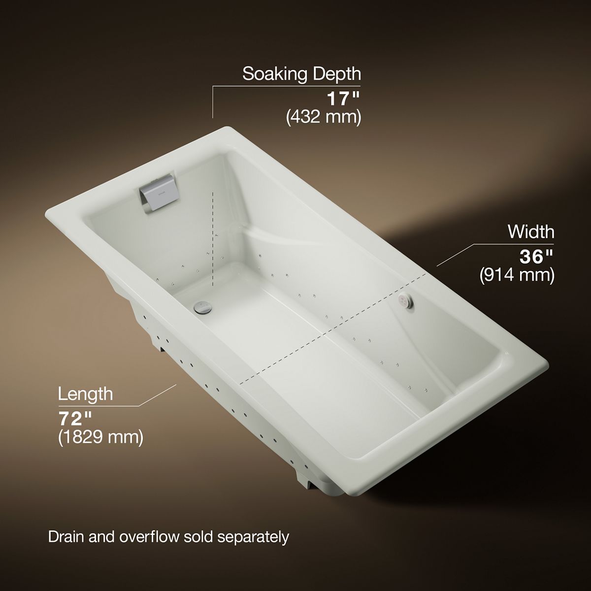Tea-for-Two® 71-3/4" x 36" drop-in Heated BubbleMassage™