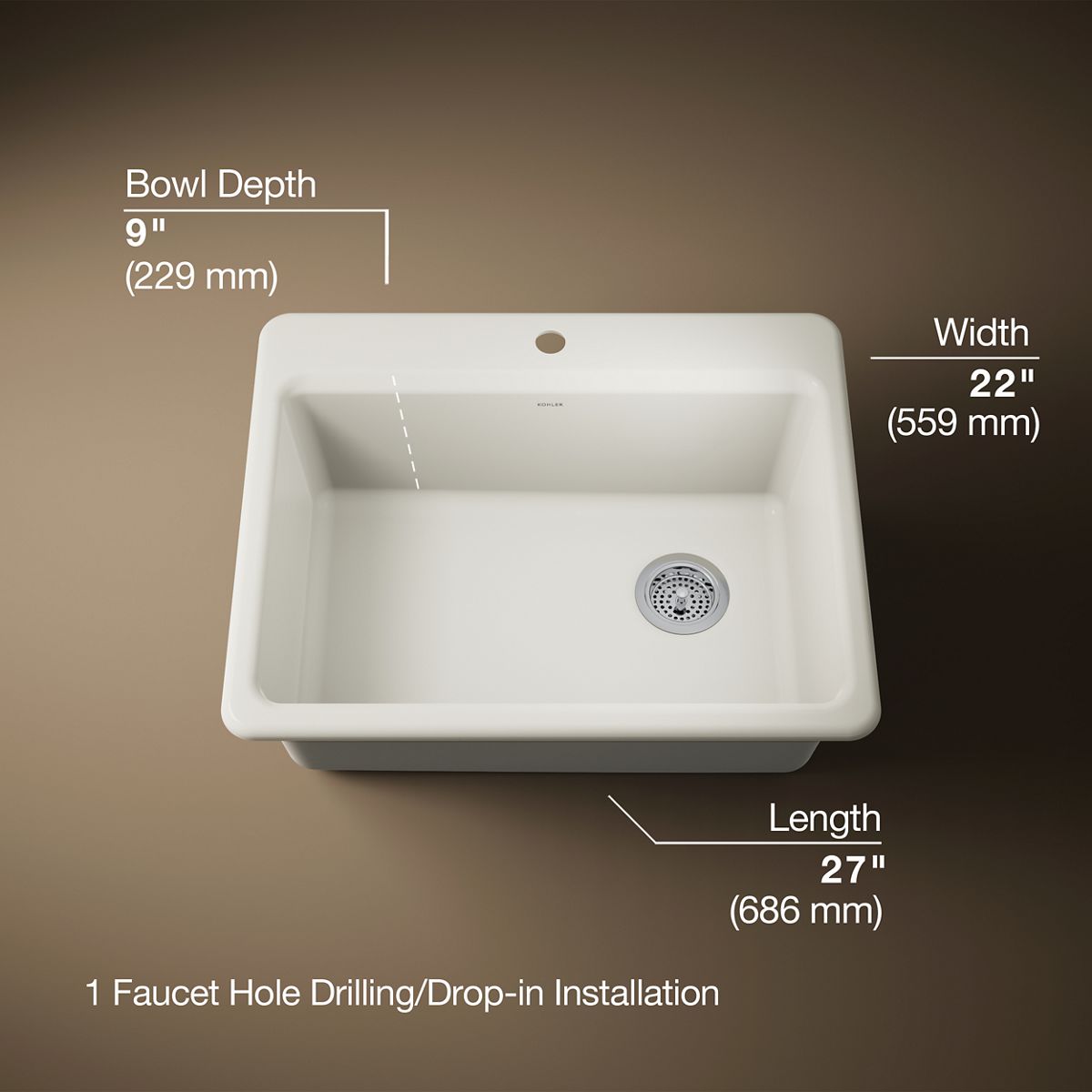 Riverby® 27" top-mount single-bowl kitchen sink
