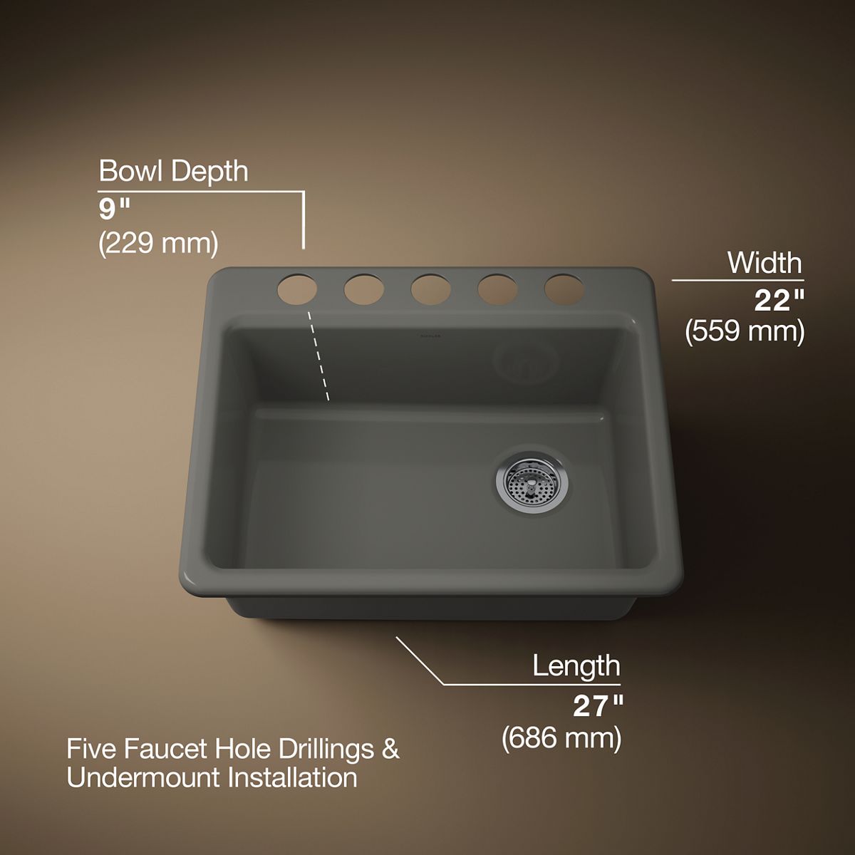 Riverby® 27" undermount single-bowl kitchen sink