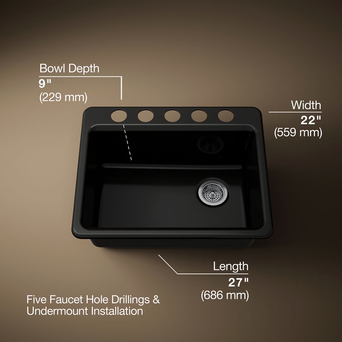 Riverby® 27" undermount single-bowl workstation kitchen sink