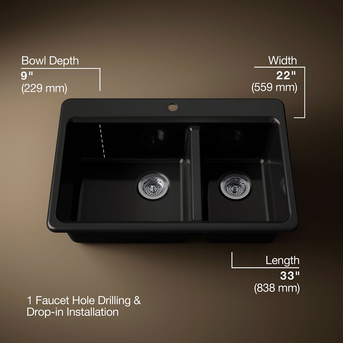 Riverby® 33" top-mount double-bowl workstation kitchen sink