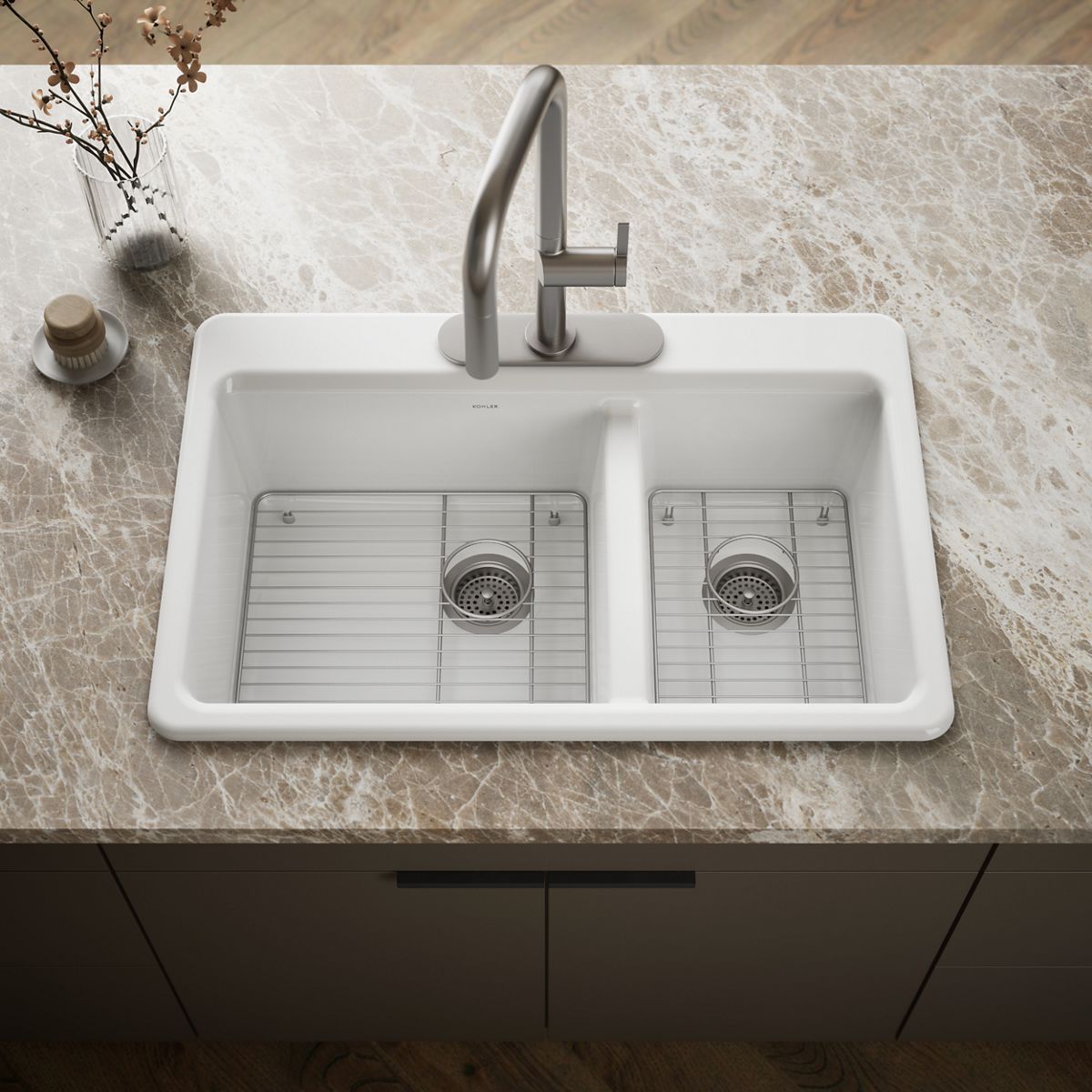 Riverby® 33" top-mount double-bowl kitchen sink