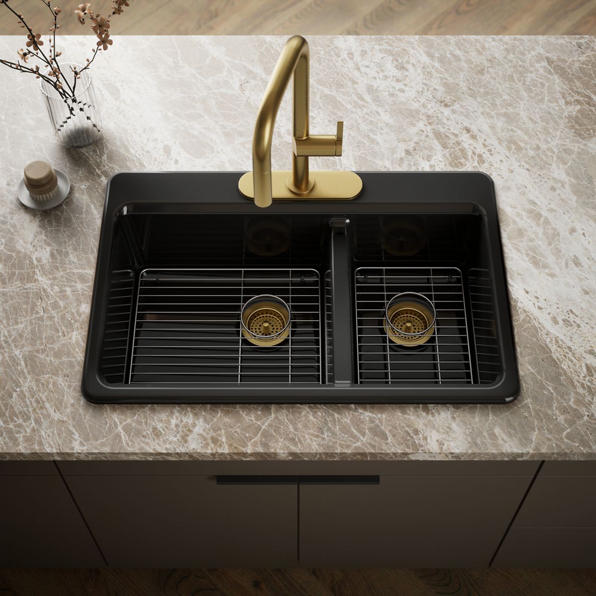 Riverby® 33" top-mount double-bowl kitchen sink