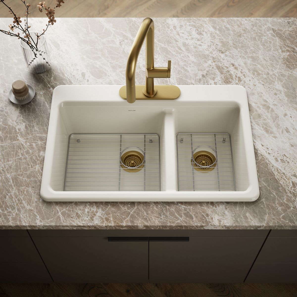 Riverby® 33" top-mount double-bowl kitchen sink