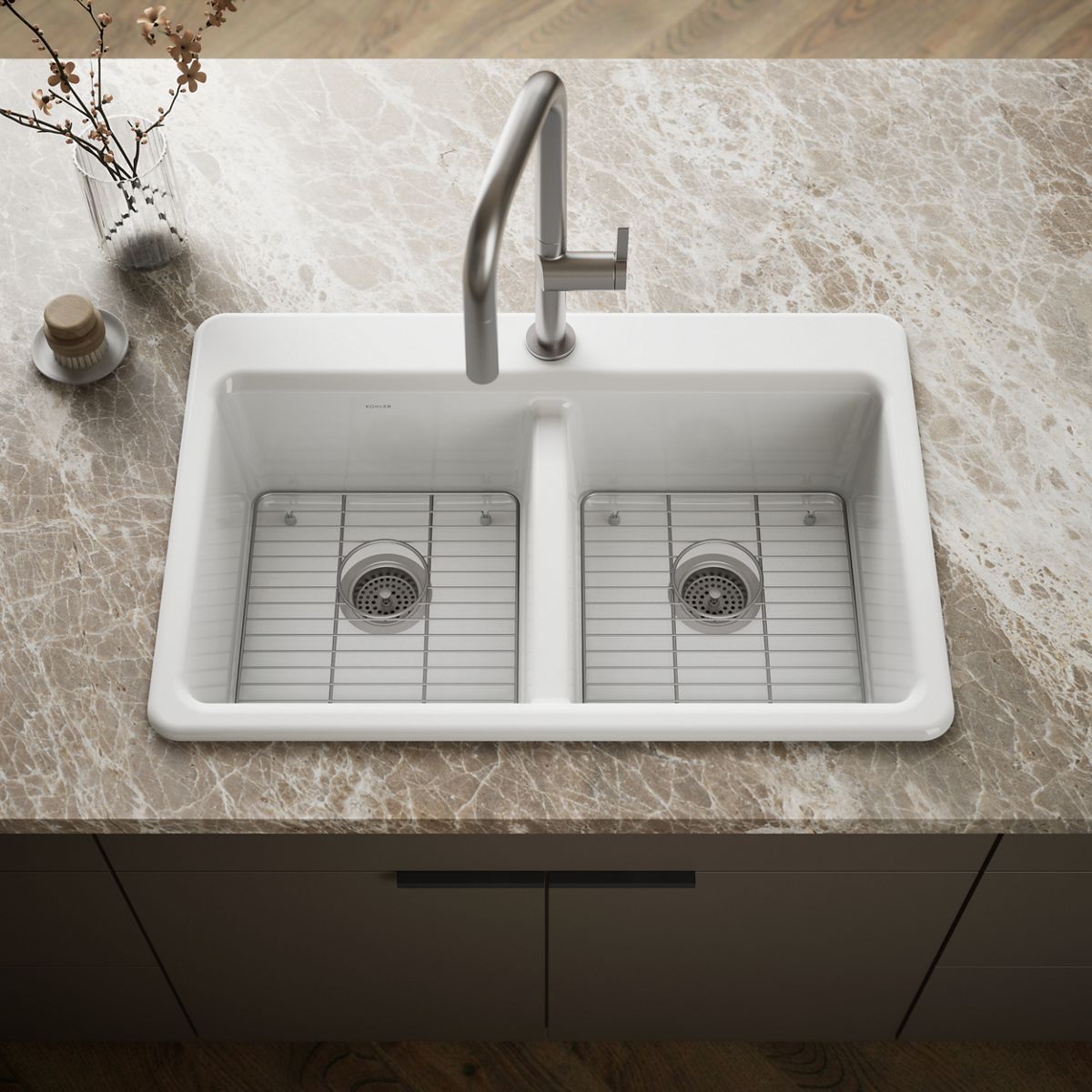 Riverby® 33" top-mount double-bowl kitchen sink