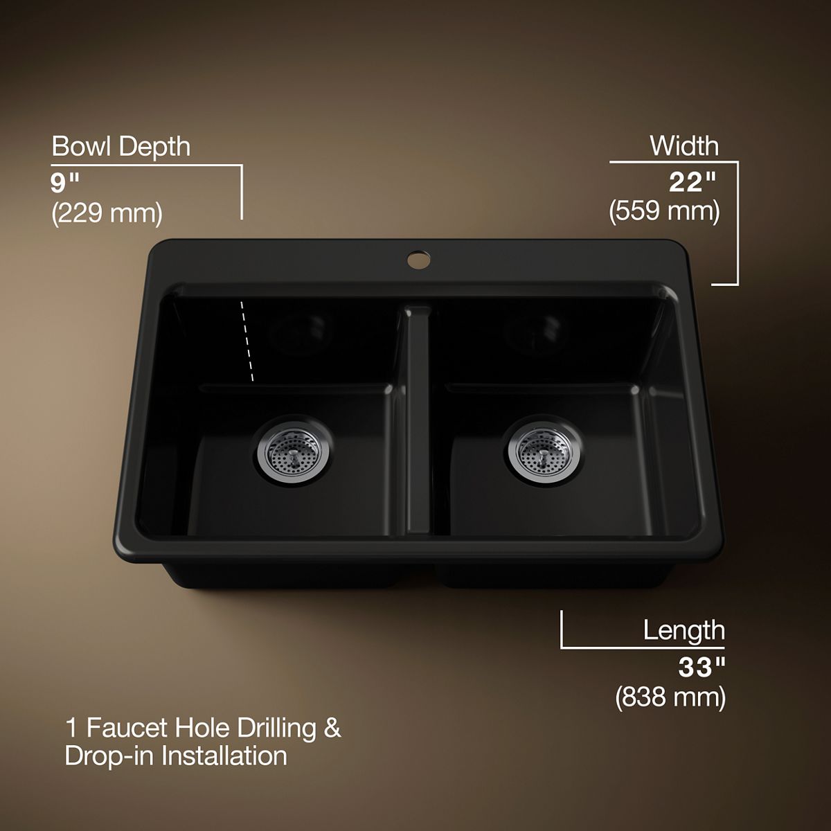 Riverby® 33" top-mount double-bowl kitchen sink