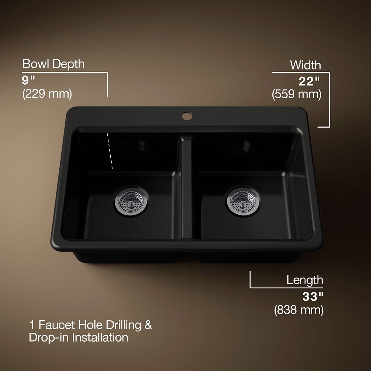 Riverby® 33" top-mount double-bowl workstation kitchen sink