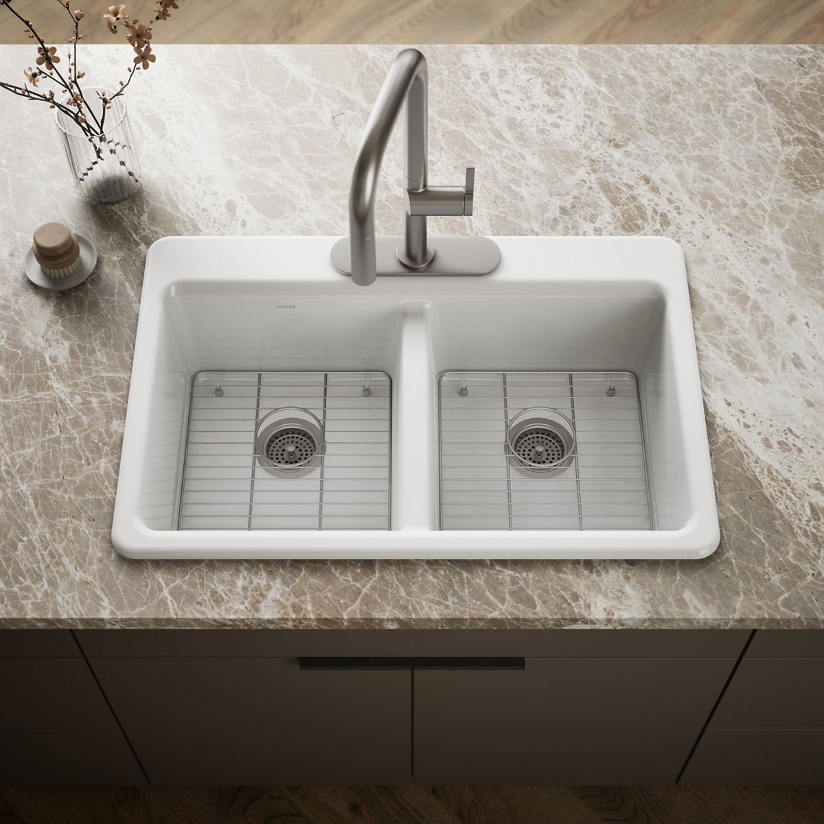 Riverby® 33" top-mount double-bowl kitchen sink