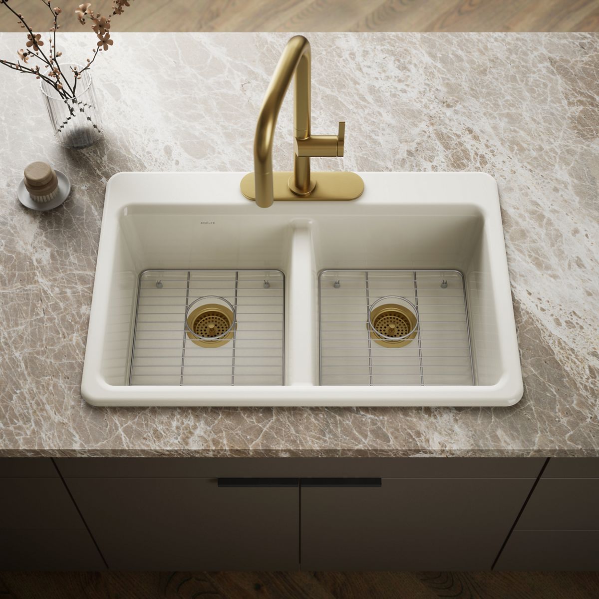 Riverby® 33" top-mount double-bowl kitchen sink
