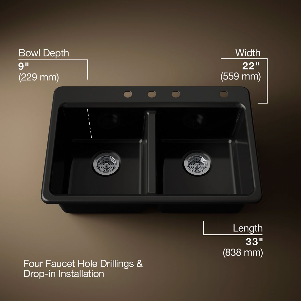 Riverby® 33" top-mount double-bowl workstation kitchen sink
