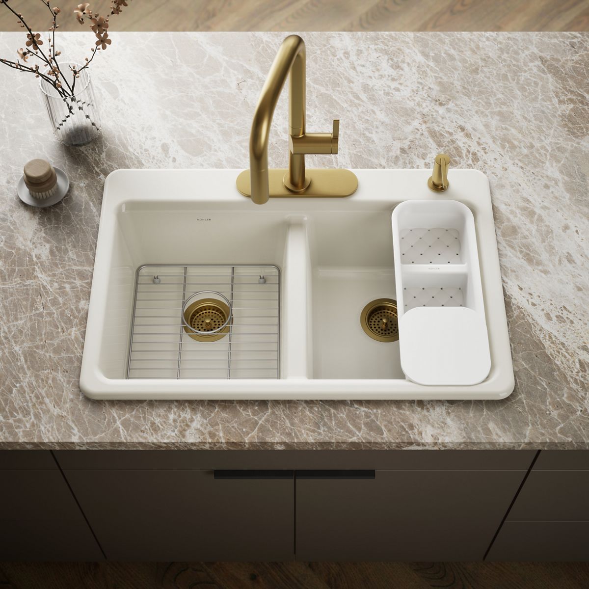 Riverby® 33" top-mount double-bowl workstation kitchen sink