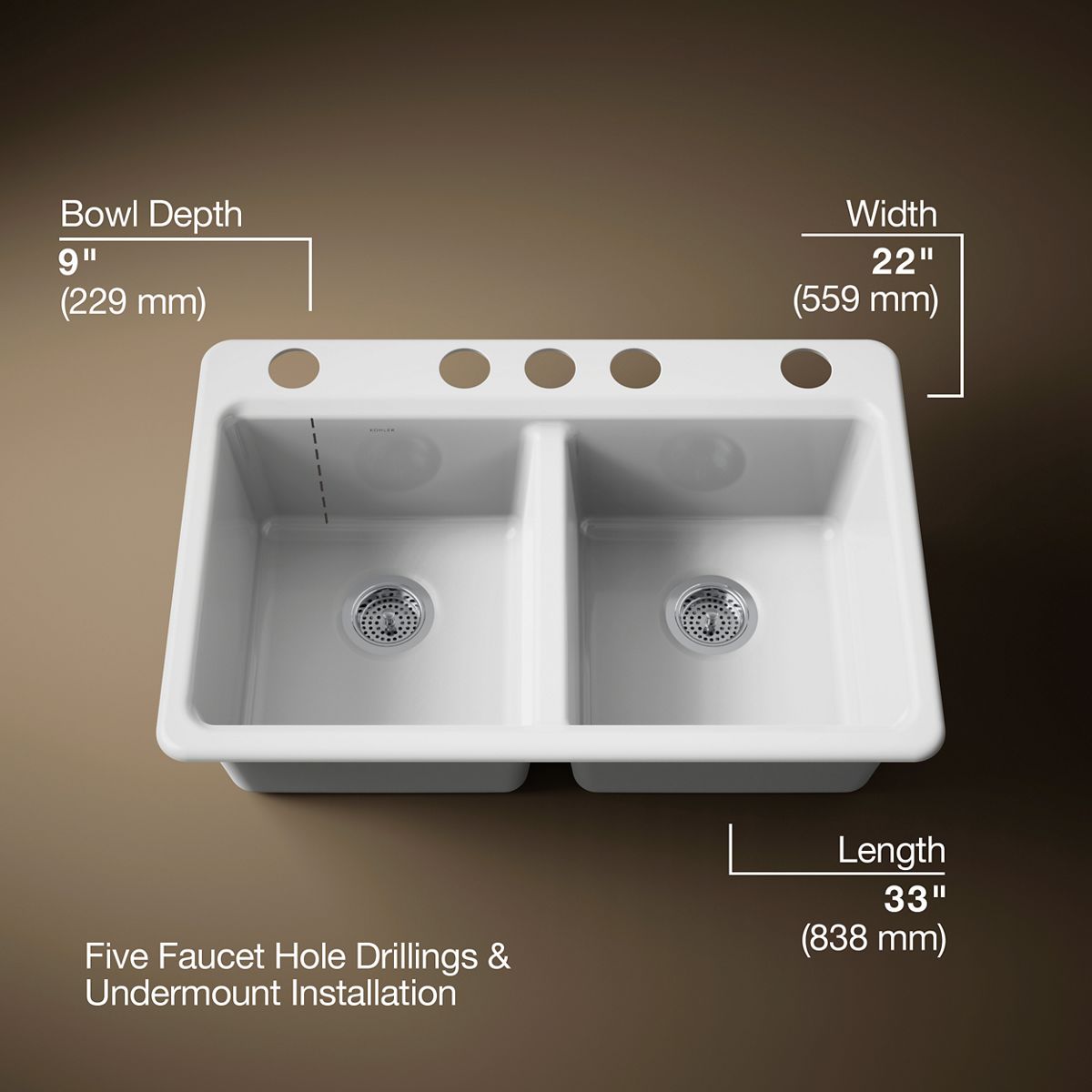 Riverby® 33" undermount double-bowl kitchen sink