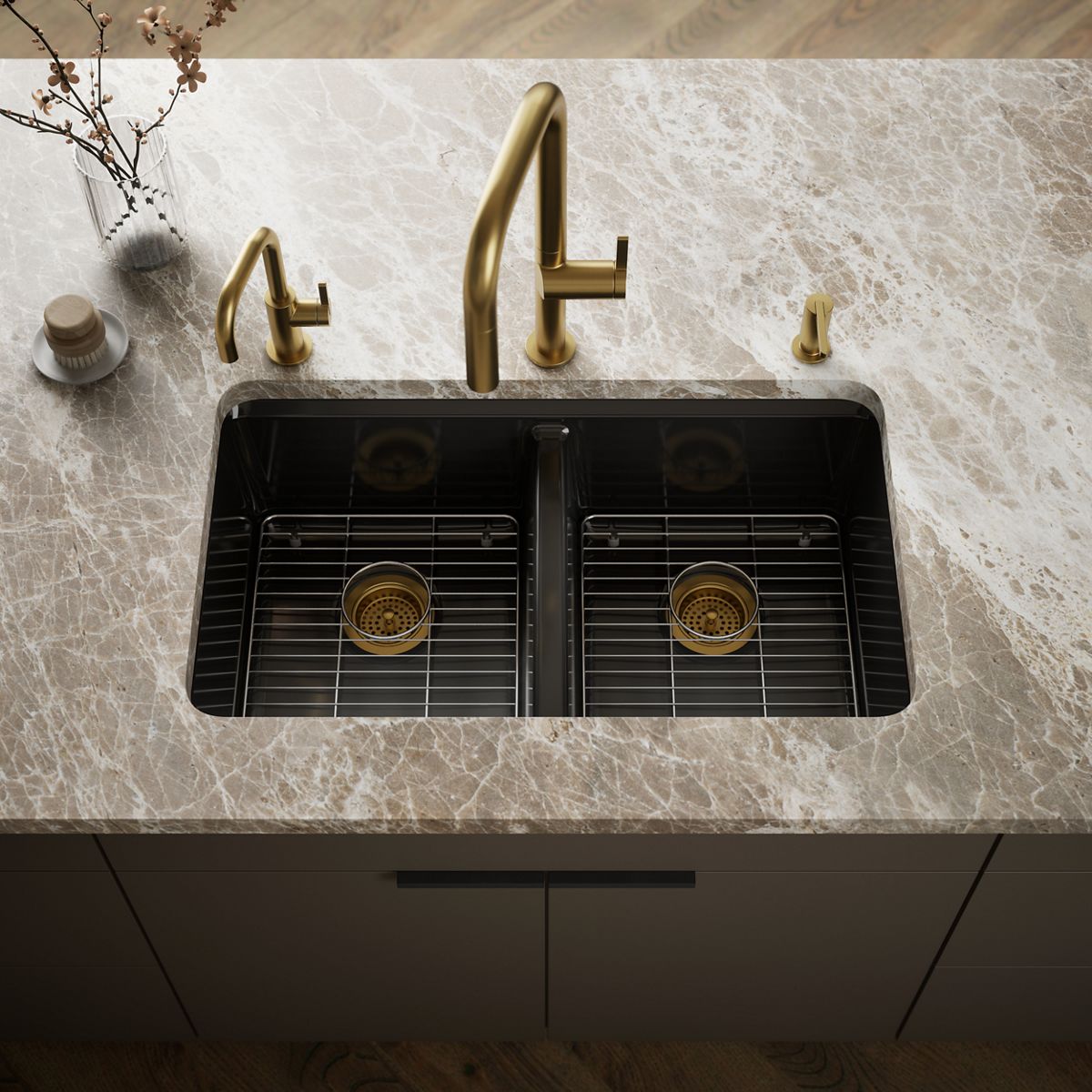 Riverby® 33" undermount double-bowl kitchen sink