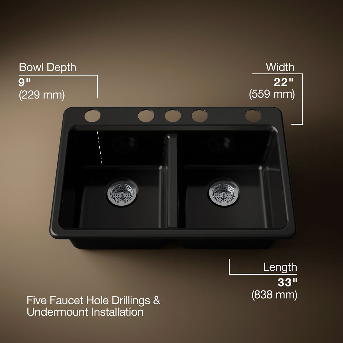 Riverby® 33" undermount double-bowl kitchen sink
