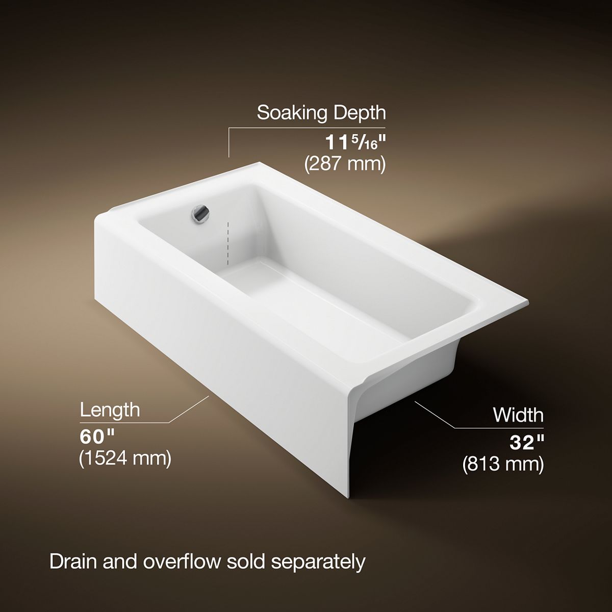 Bellwether® 60" x 32" alcove bath, left drain