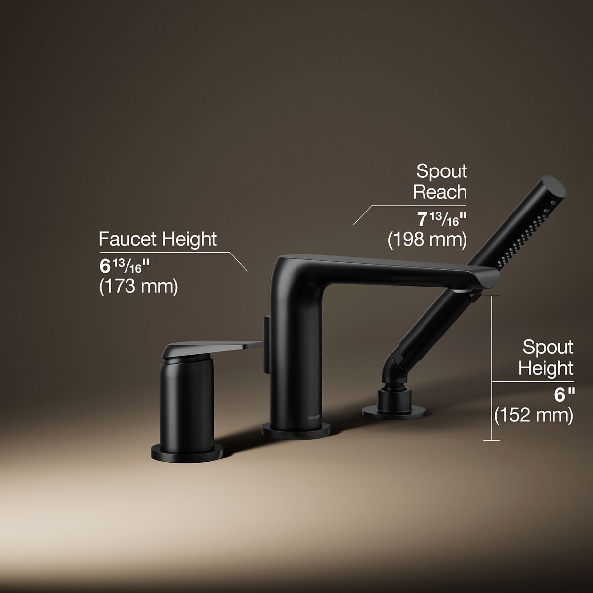 Avid® Deck-mount bath faucet with handshower