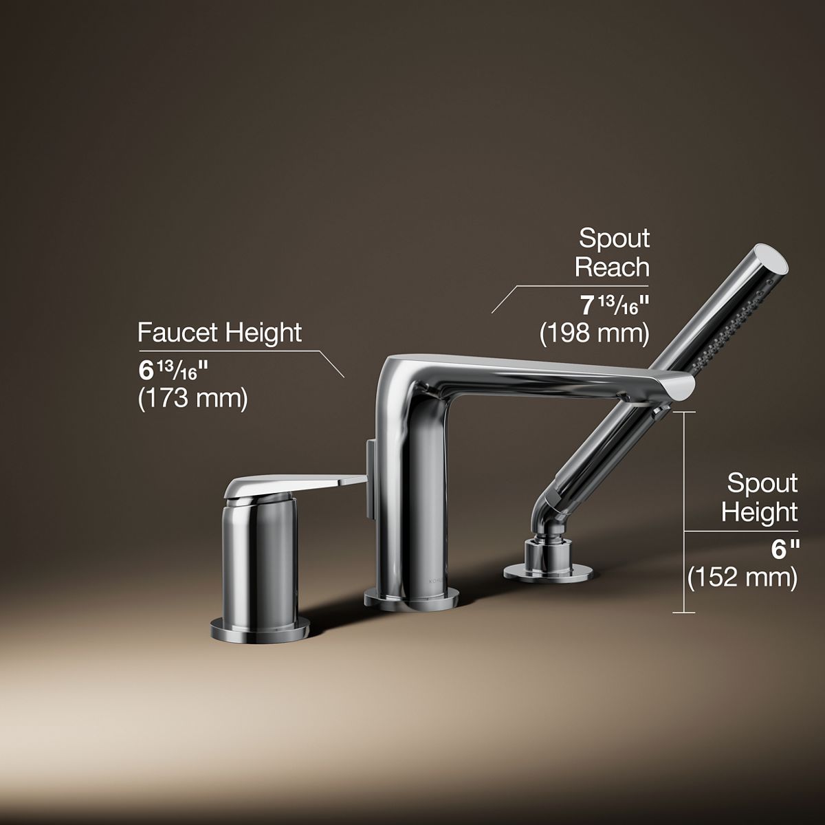 Avid® Deck-mount bath faucet with handshower