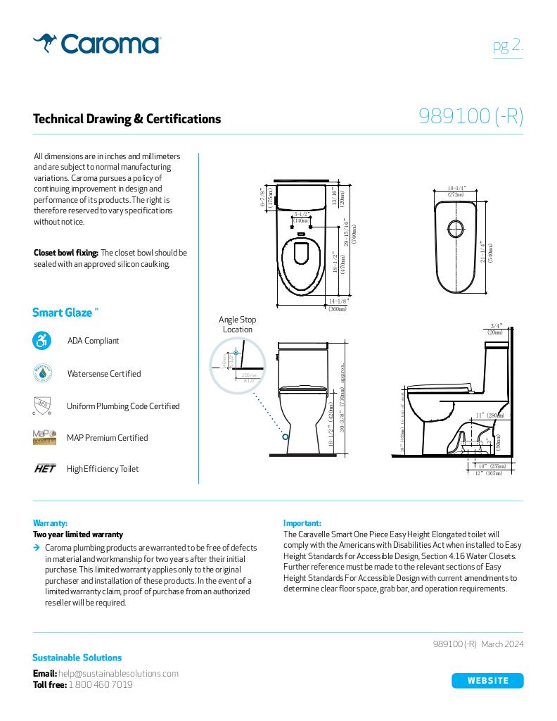 Caroma Caravelle Smart One Piece (Lever)