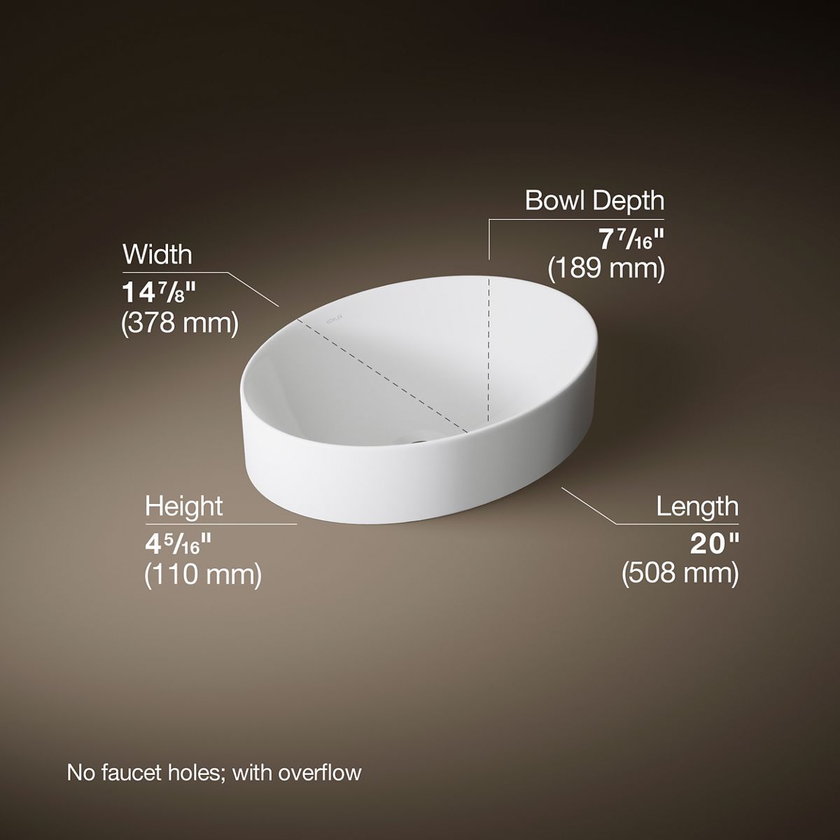 Vox® 20" oval vessel bathroom sink