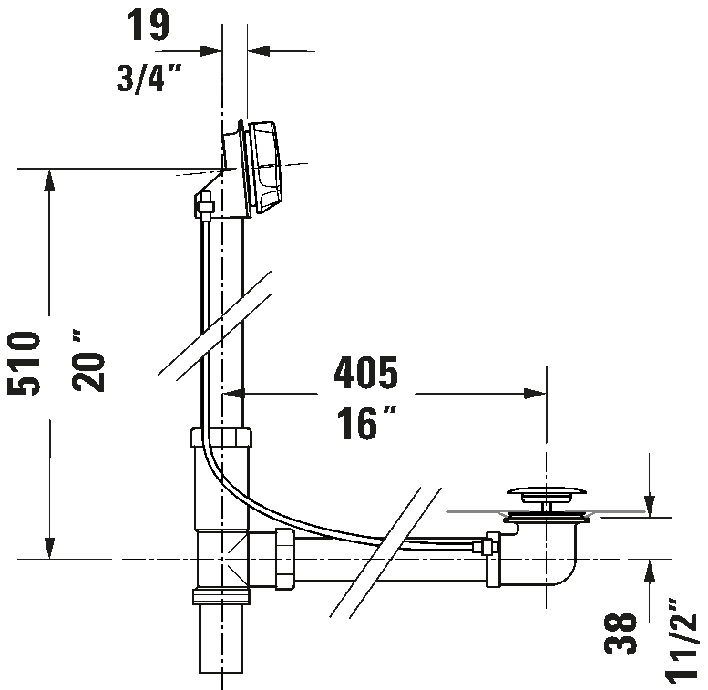 Duravit Universal Tub Waste & Overflow 792825, 22 1/8 In - image 6