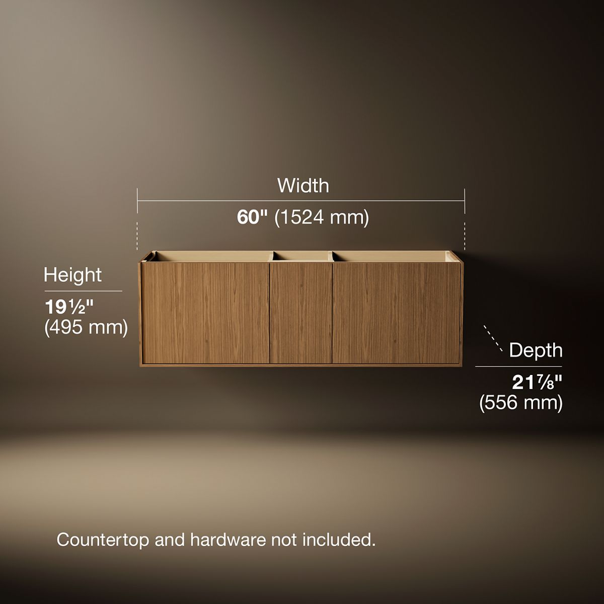 Jute® 60" wall-hung bathroom vanity cabinet