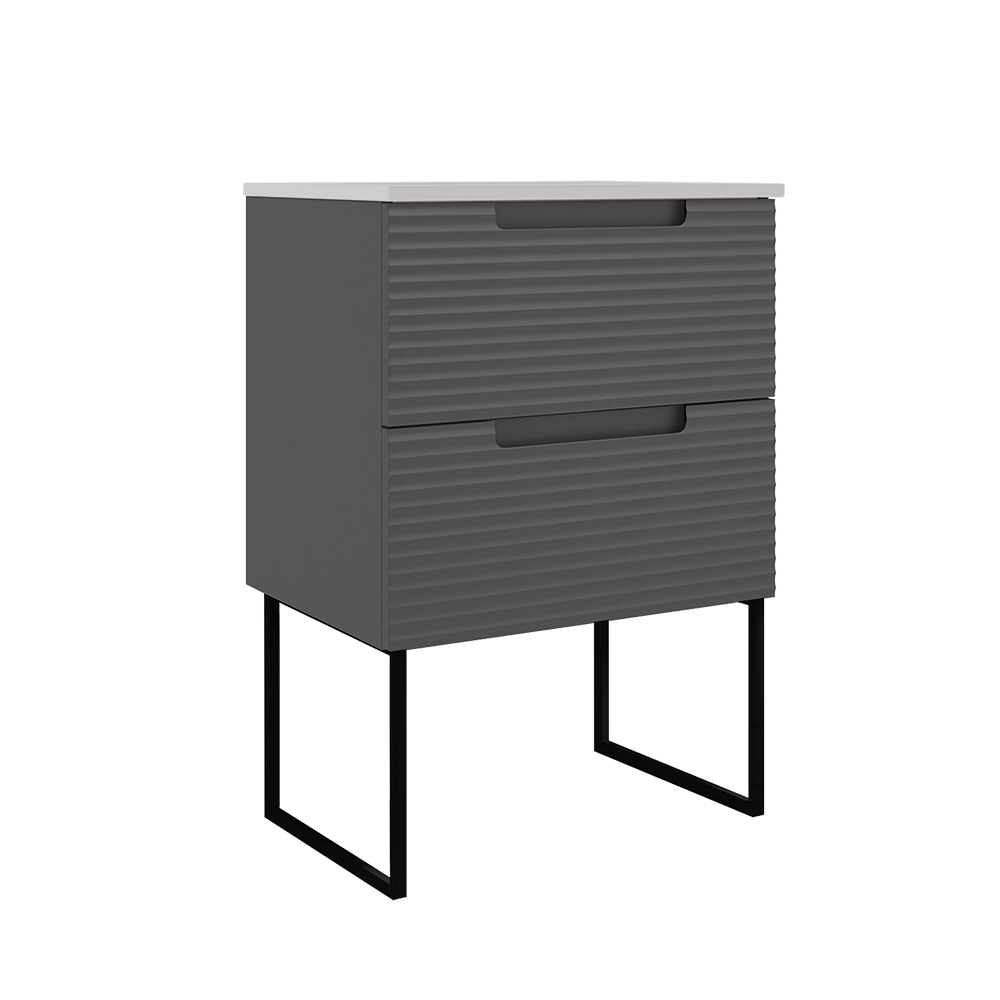 Coda Rippled 24″ Two Drawer Wall-Mounted Vanity