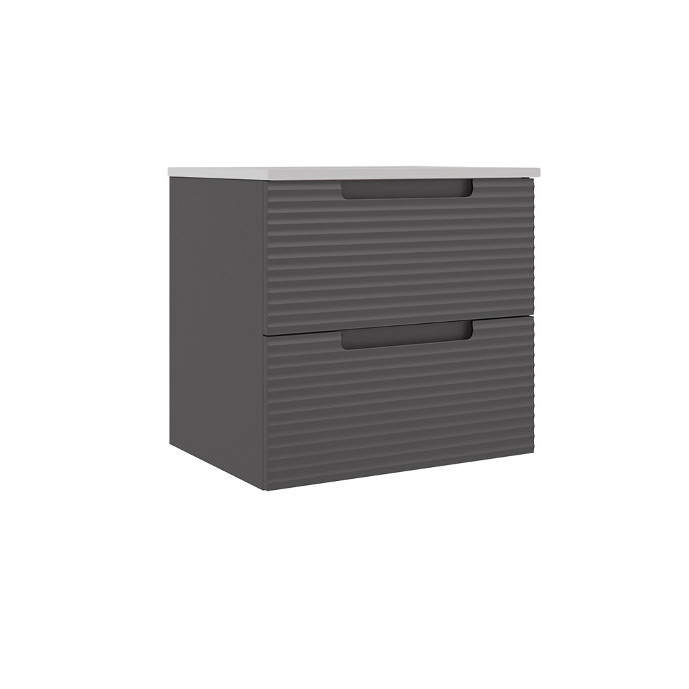 Coda Rippled 24″ Two Drawer Wall-Mounted Vanity