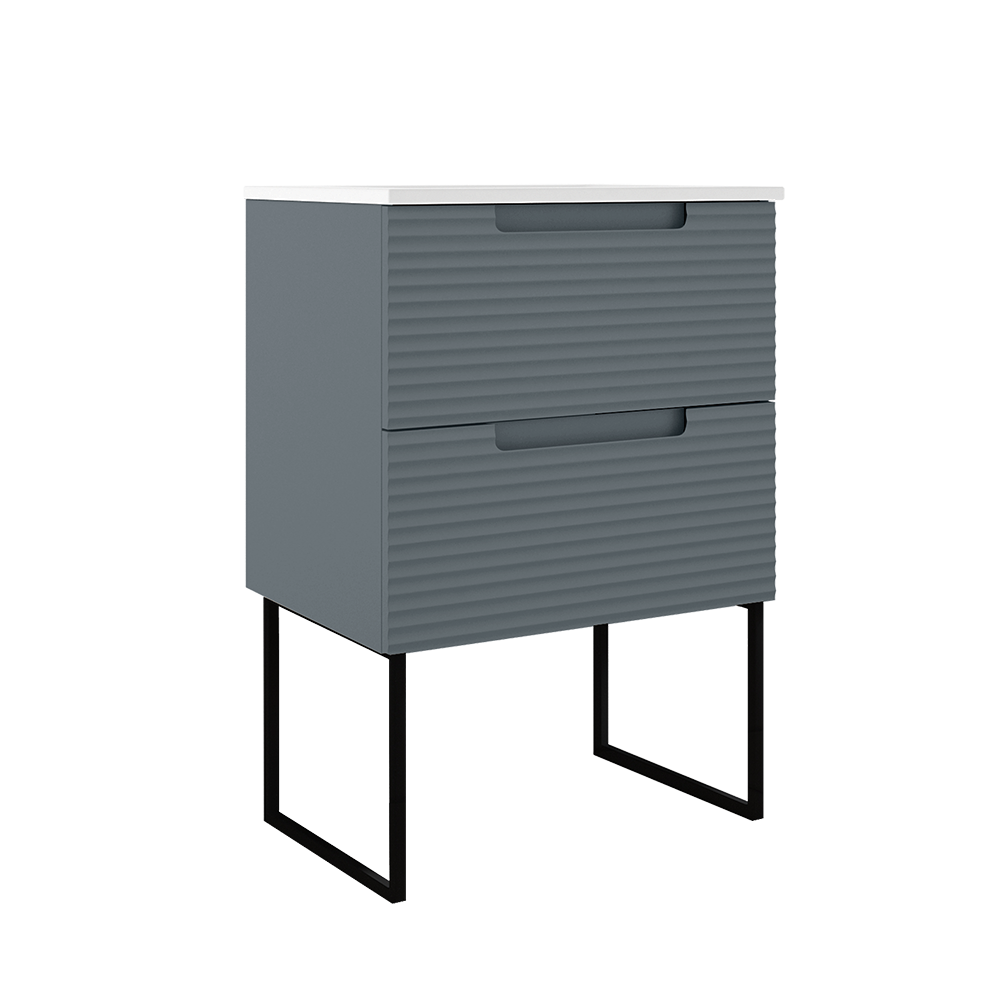 Coda Rippled 24″ Two Drawer Wall-Mounted Vanity
