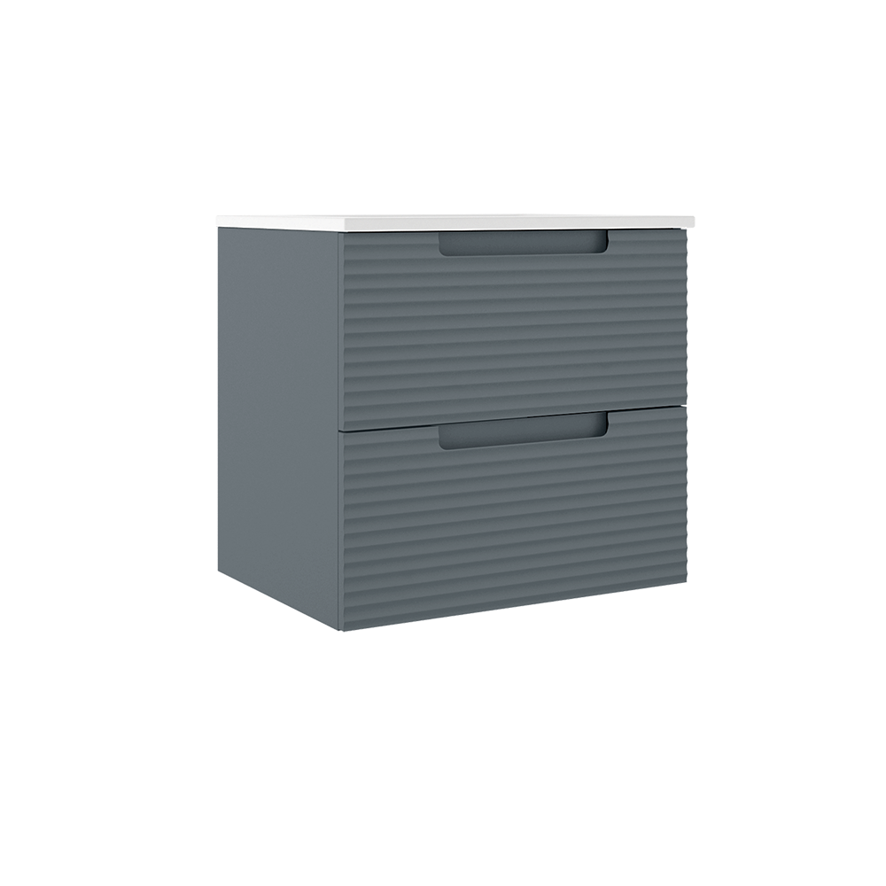 Coda Rippled 24″ Two Drawer Wall-Mounted Vanity