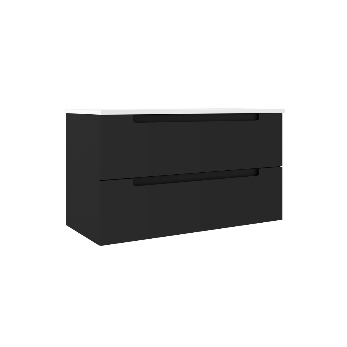 Coda 36″ Two Drawer Wall-Mounted Vanity in Matte Black