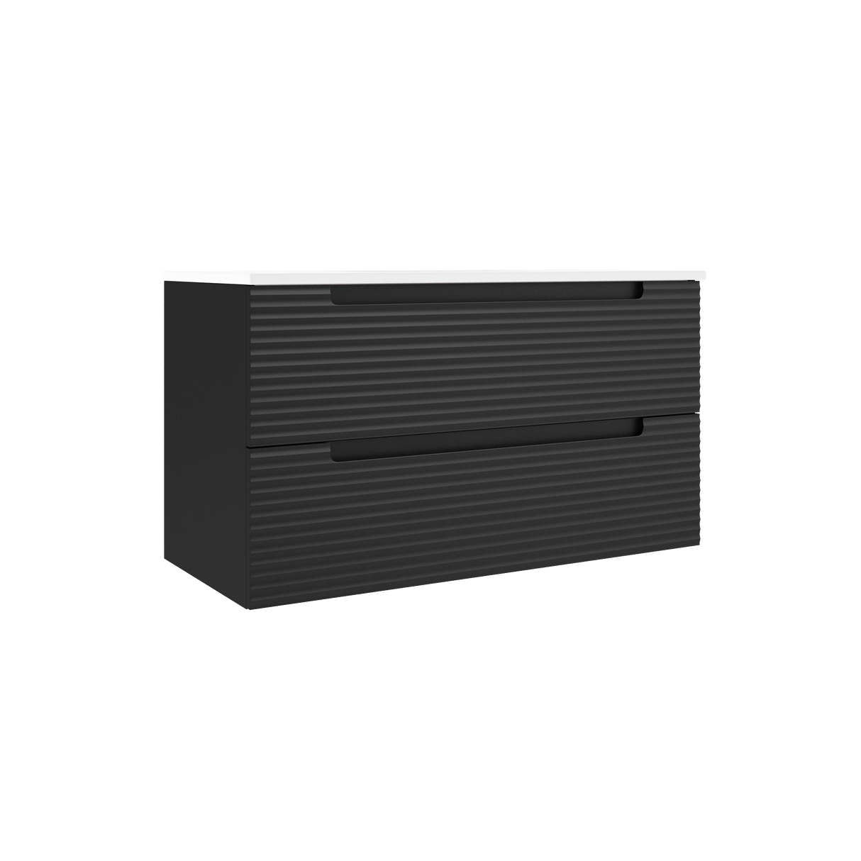 Coda Rippled 36″ Two Drawer Wall-Mounted Vanity