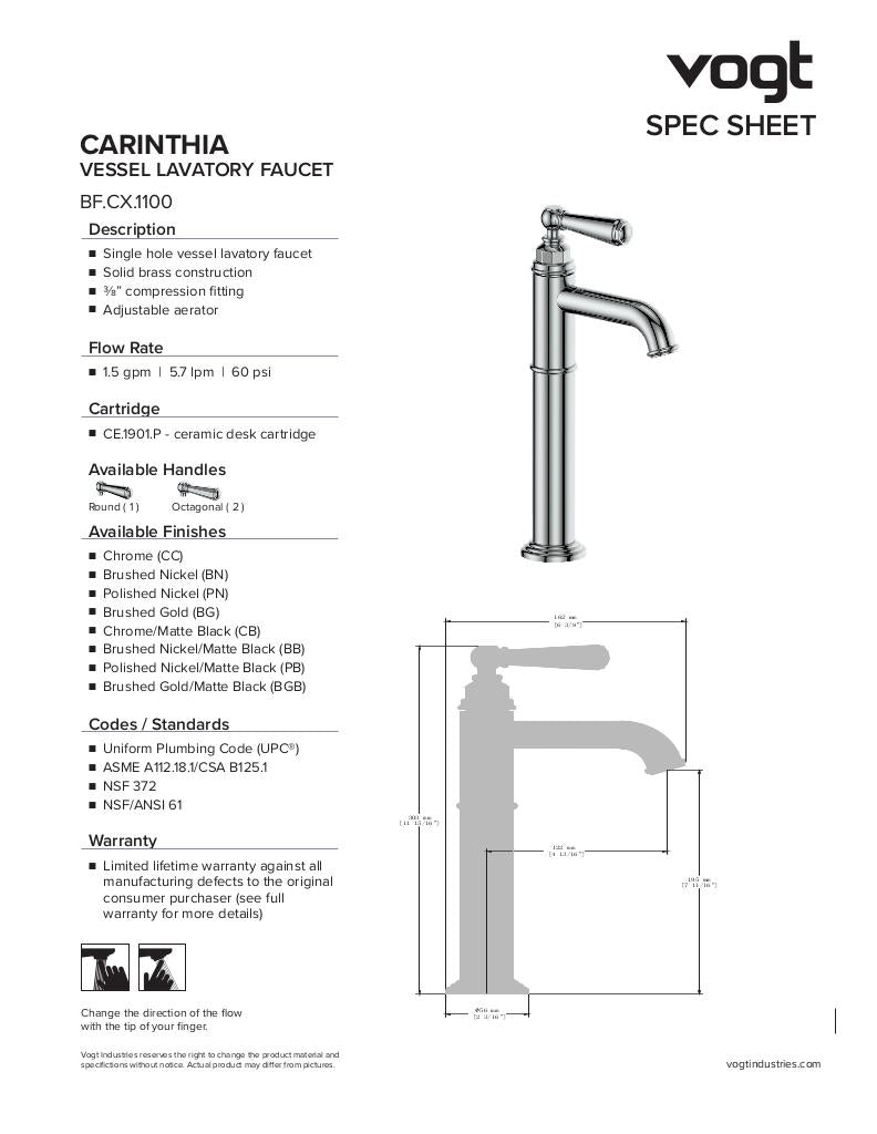 Vogt Carinthia Vessel Sink Bathroom Faucet - image 2
