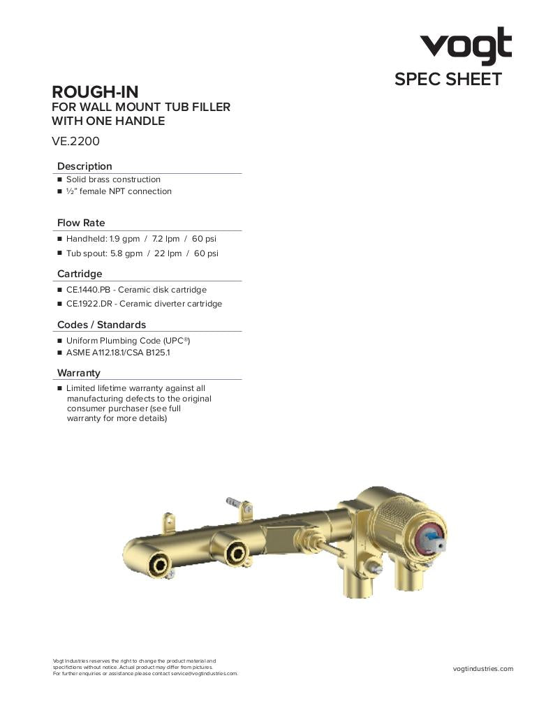 Vogt Carinthia Wall Mount Tub Filler 2210 - image 3
